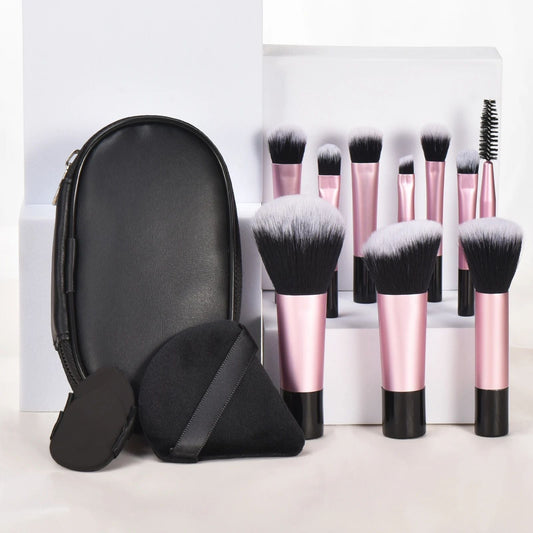Mini Makeup Brush Set With Storage Bag – Soft Travel Brushes for Face & Eyes | Compact Portable Makeup Brush Kit