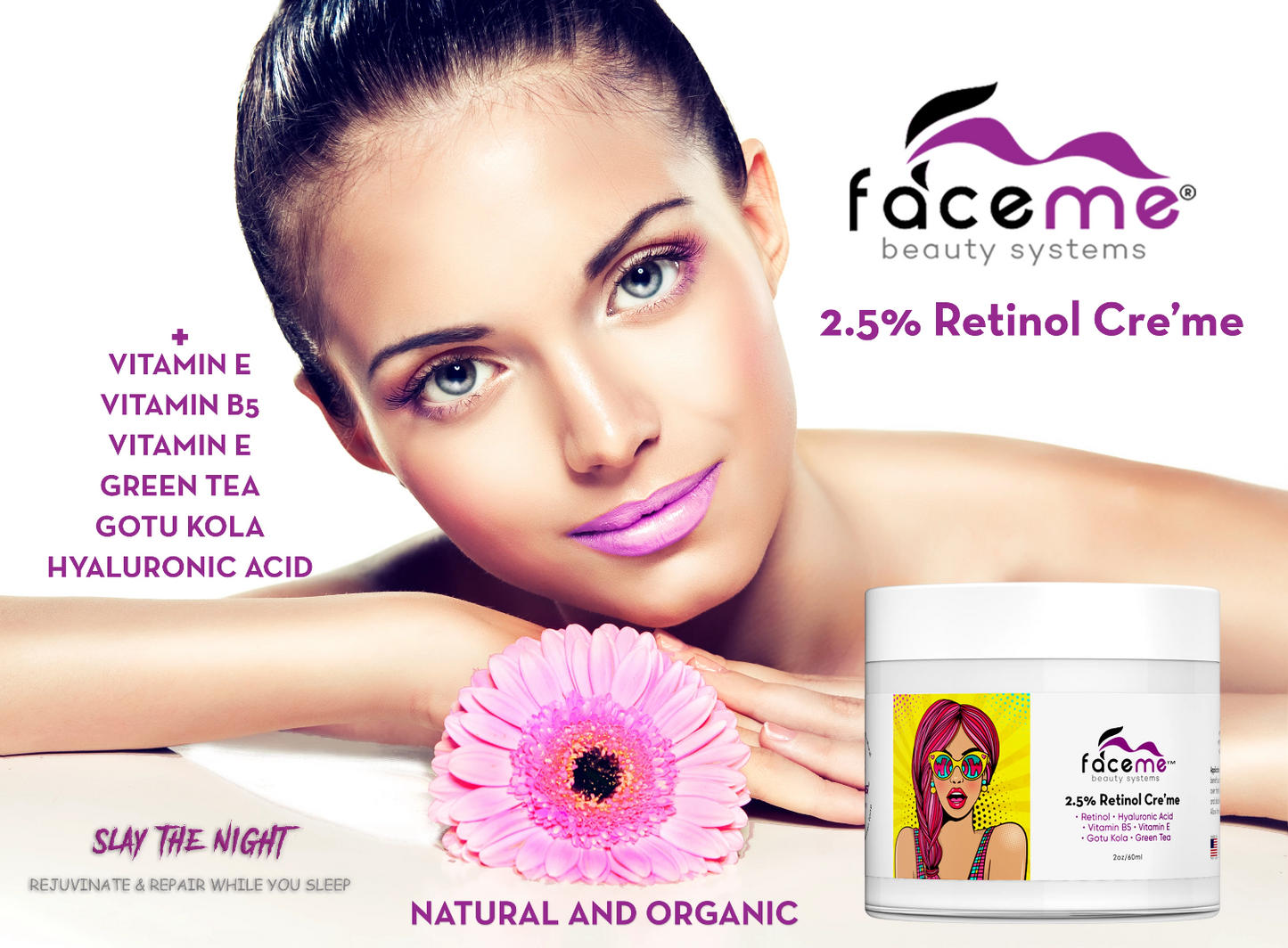 Faceme | 2.5% Retinol Crème | Overnight Renewal Anti-Aging Cream | GISTMI