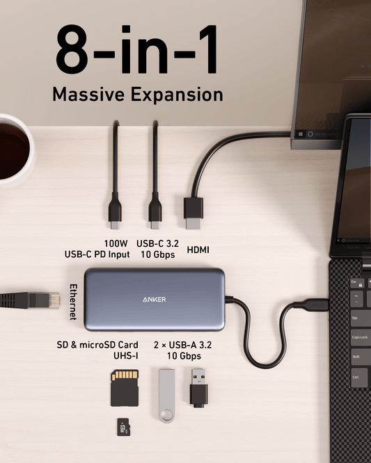Anker 555 USB - C Hub (8 - in - 1) - GISTMI