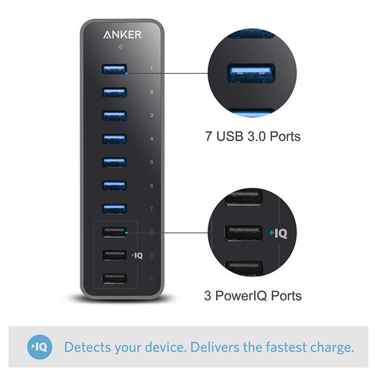 Anker 60W 10 - Port USB 3.0 Data Hub - GISTMI