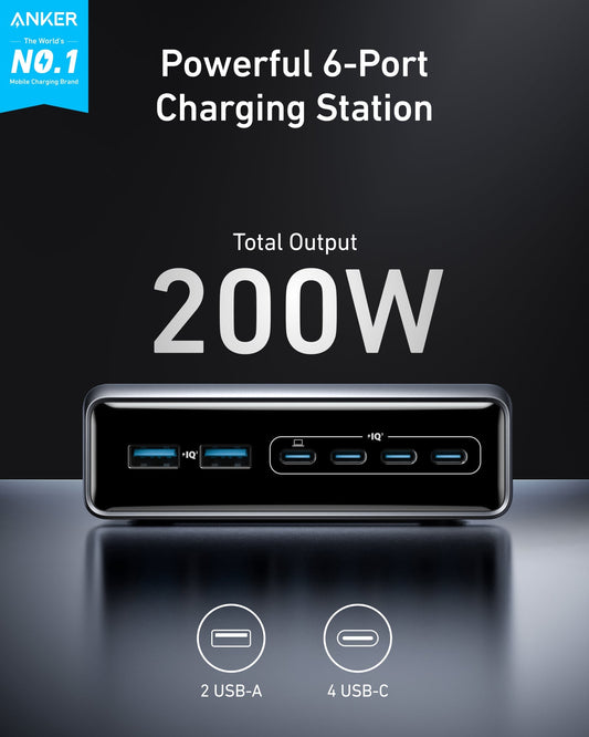 Anker Prime Charger (200W, 6 Ports, GaN) - GISTMI