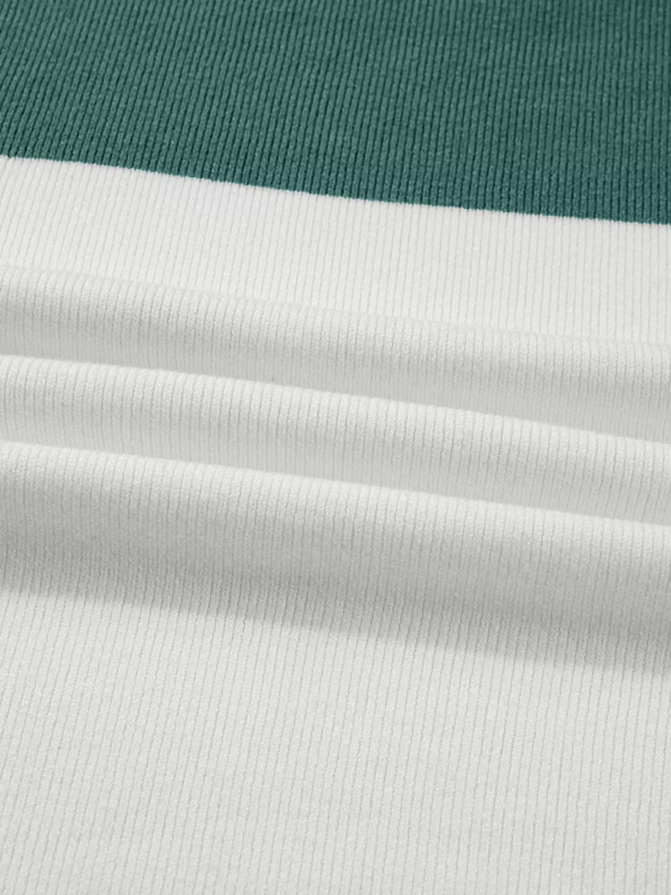 Color Block Plain Ribbed Knit Sweatshirt - GISTMI