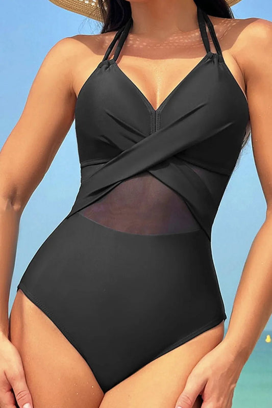 Crisscross Halter Neck One - Piece Swimwear - GISTMI