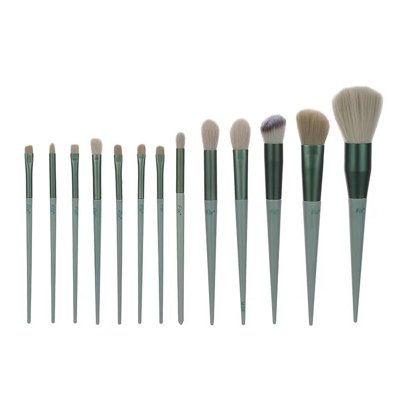 13-Piece Green Makeup Brush Set – Super Soft Quick-Drying Blush & Loose Powder Brushes | Full Face Beauty Kit