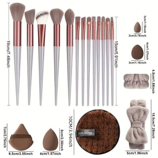 40 - Piece Makeup Tool Set With Beauty Blender & Soft Sponge Puffs – Complete Brush & Blending Kit - GISTMI