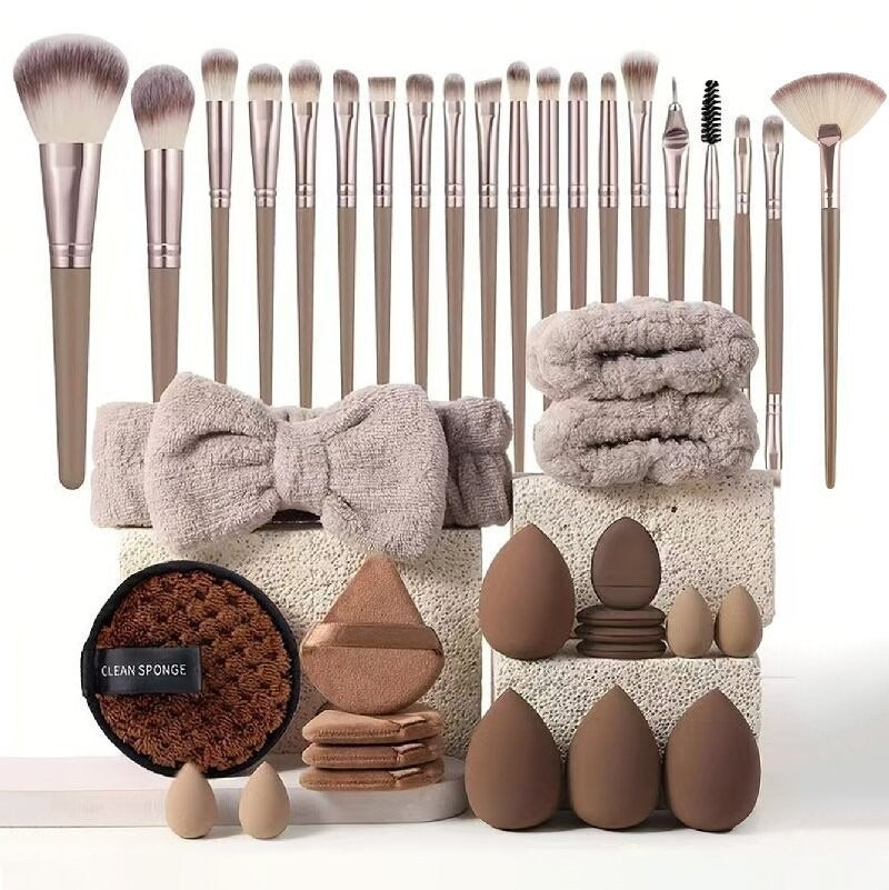 40-Piece Makeup Tool Set With Beauty Blender & Soft Sponge Puffs – Complete Brush & Blending Kit