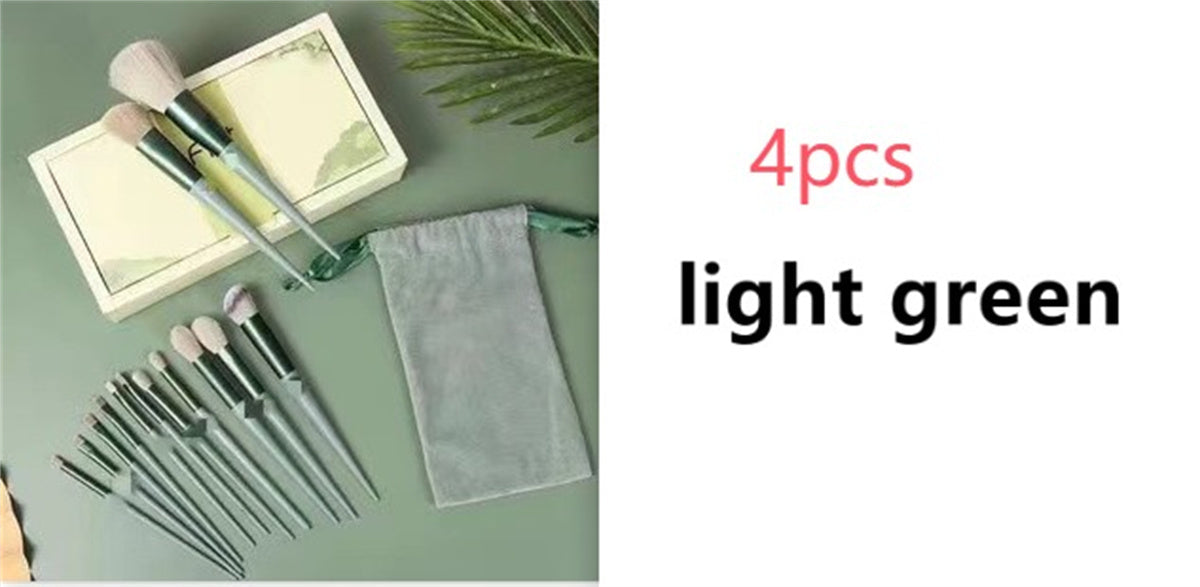 13-Piece Green Makeup Brush Set – Super Soft Quick-Drying Blush & Loose Powder Brushes | Full Face Beauty Kit