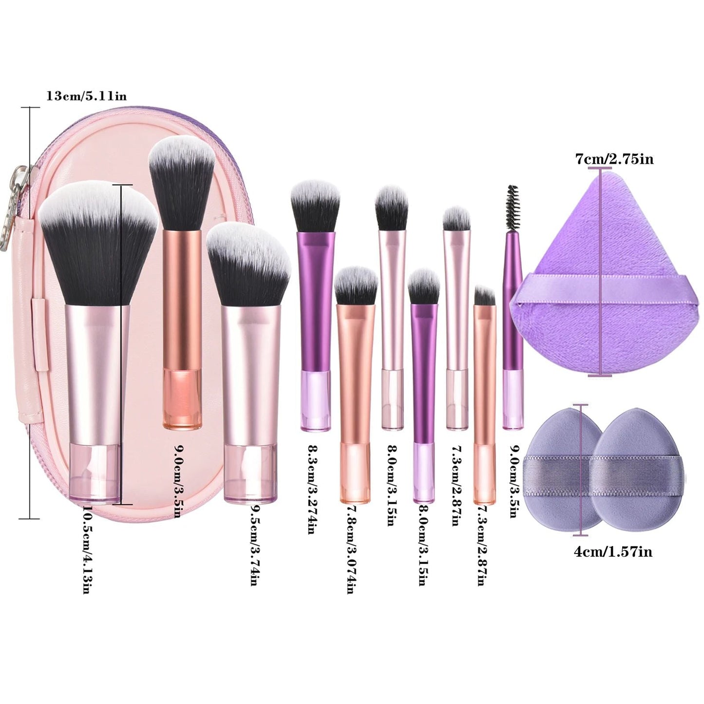 Mini Makeup Brush Set With Storage Bag – Soft Travel Brushes for Face & Eyes | Compact Portable Makeup Brush Kit
