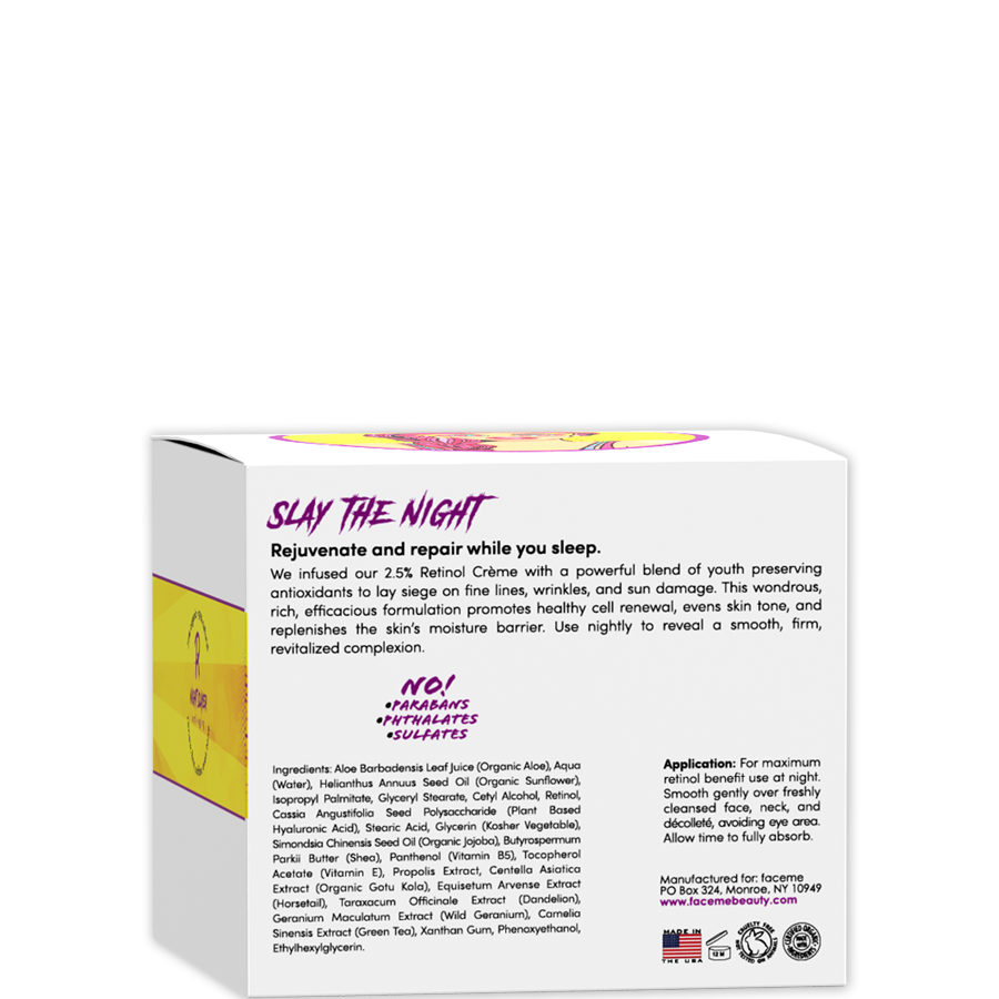 Faceme | 2.5% Retinol Crème | Overnight Renewal Anti-Aging Cream | GISTMI