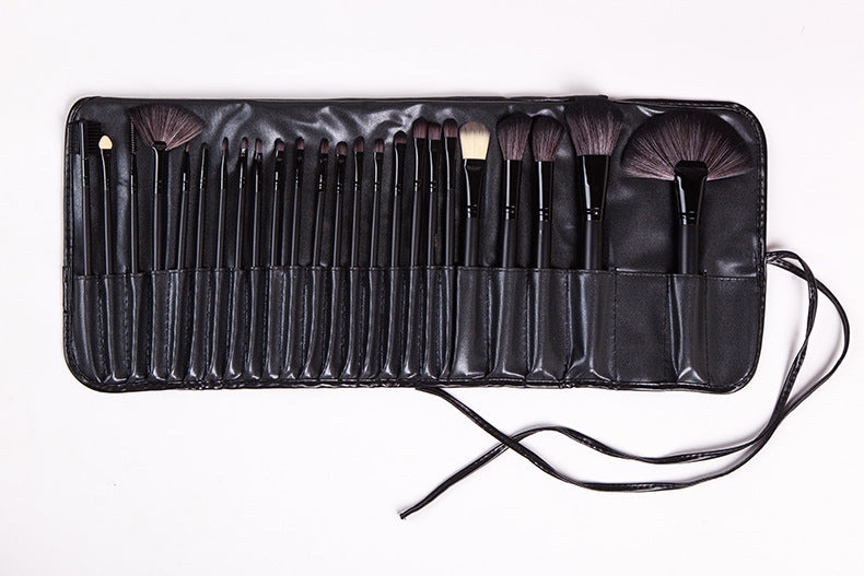 24-Piece Makeup Brush Set With Horse Hair – Full Face & Eye Professional Brushes | Black Wood Color