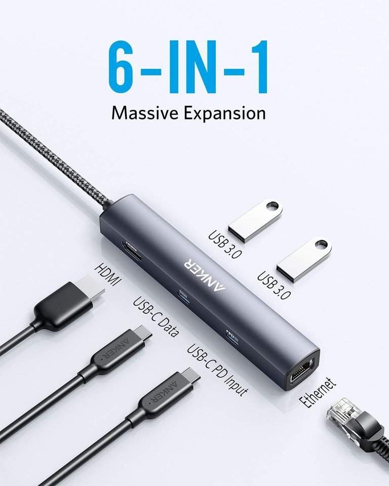 Anker 543 USB - C Hub (6 - in - 1, Slim) - GISTMI