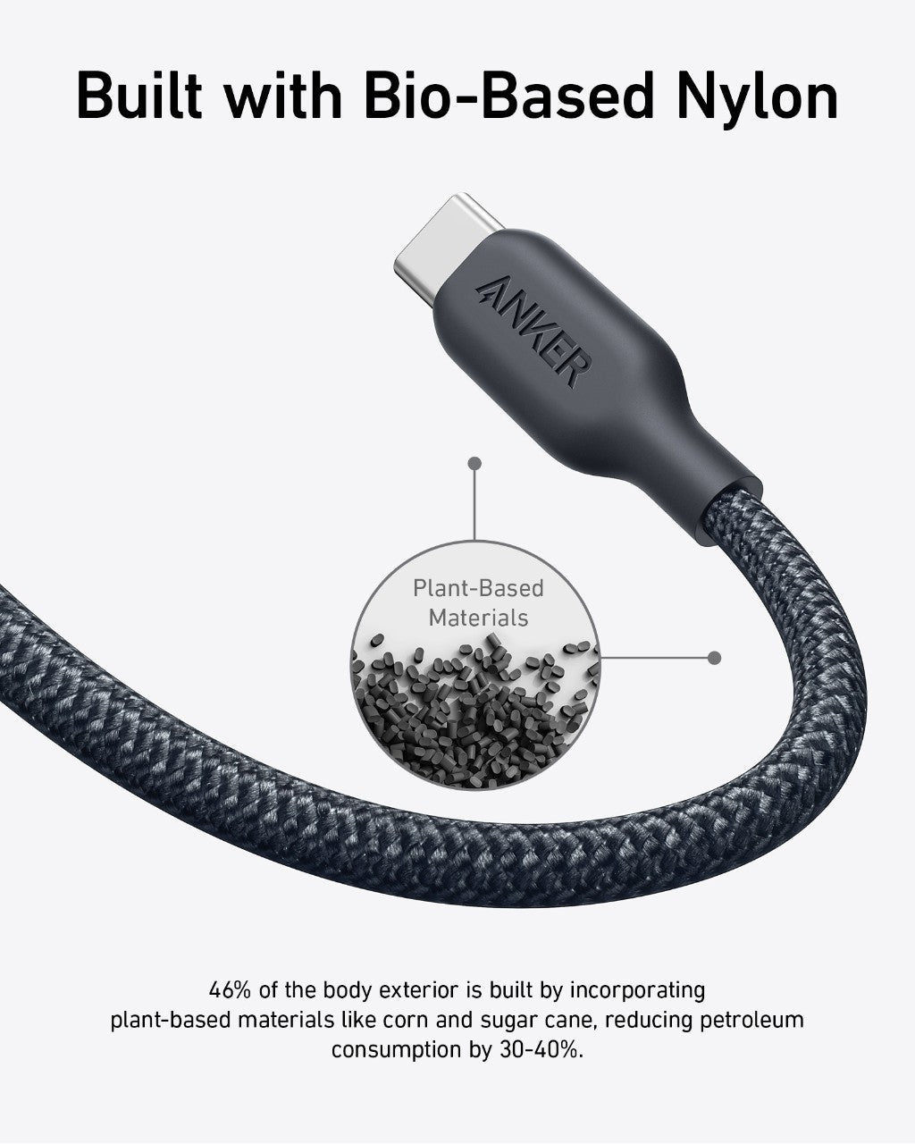 Anker 543 USB - C to USB - C Cable (Bio - Braided,6 ft) - GISTMI