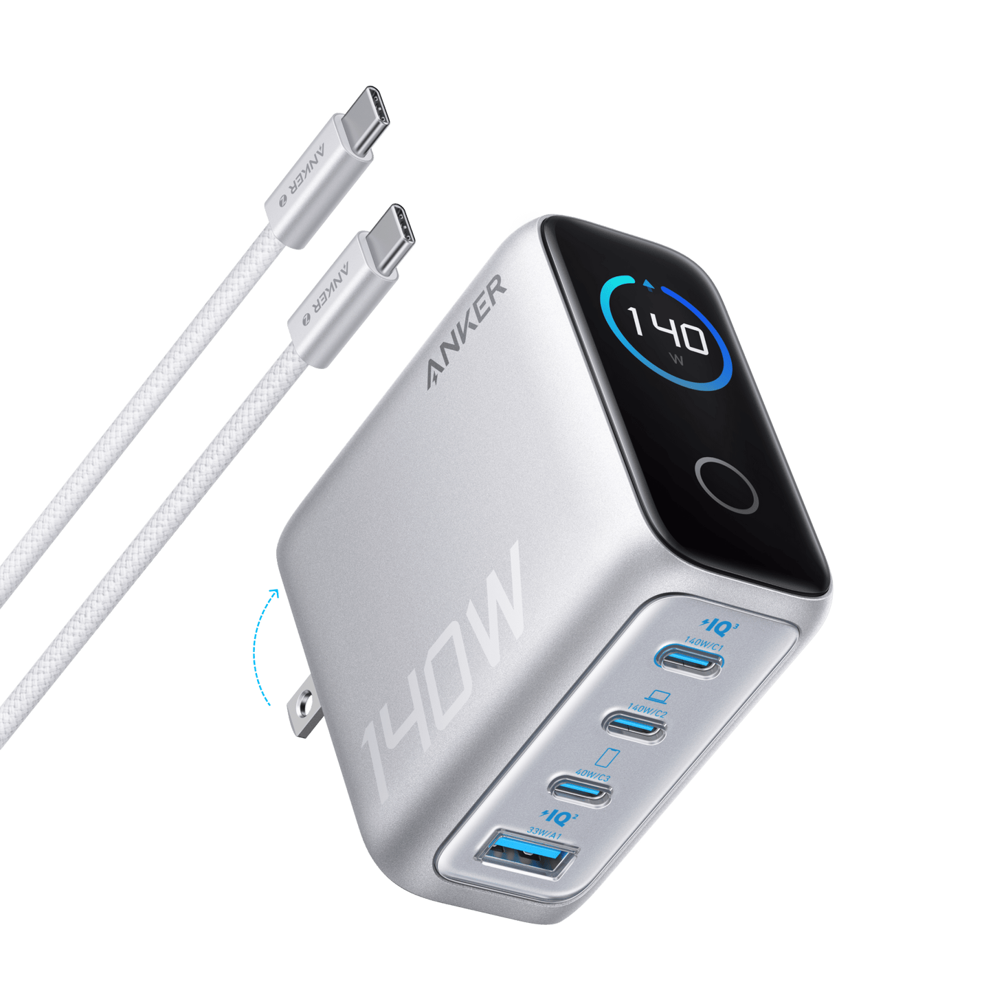 Anker Charger (140W, 4 - Port, PD 3.1) with USB - C Cable - GISTMI