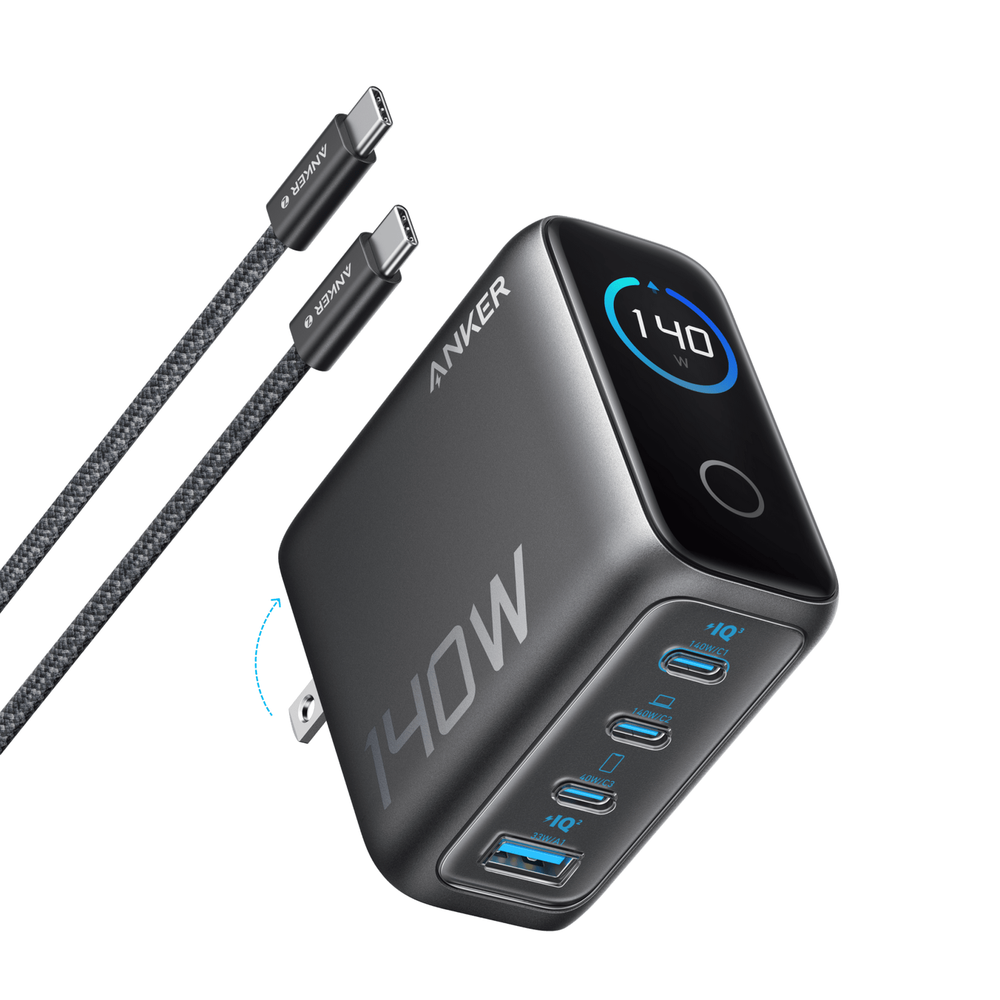 Anker Charger (140W, 4 - Port, PD 3.1) with USB - C Cable - GISTMI