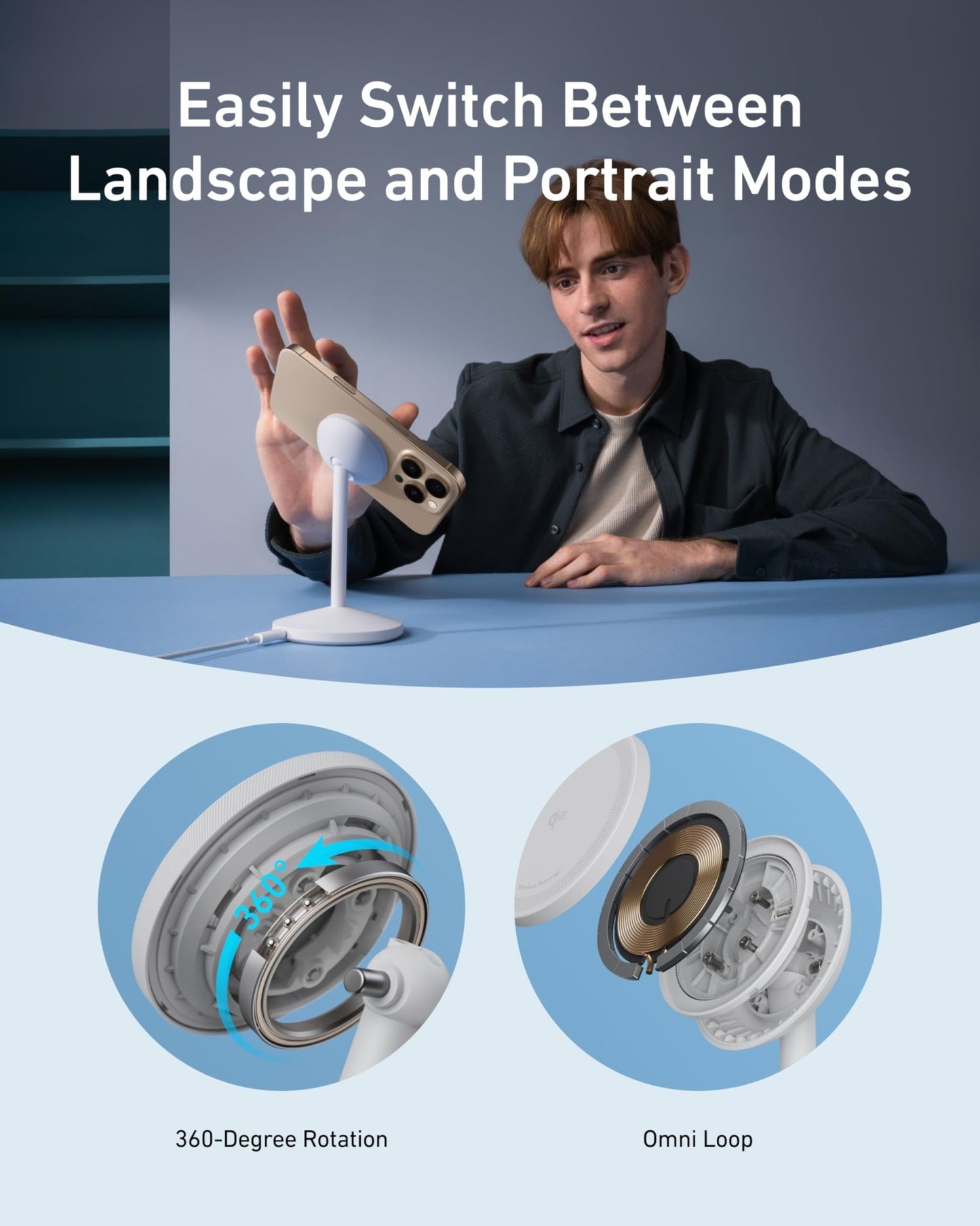 Anker MagGo Wireless Charger (Stand) with Adapter and Cable BOA - GISTMI