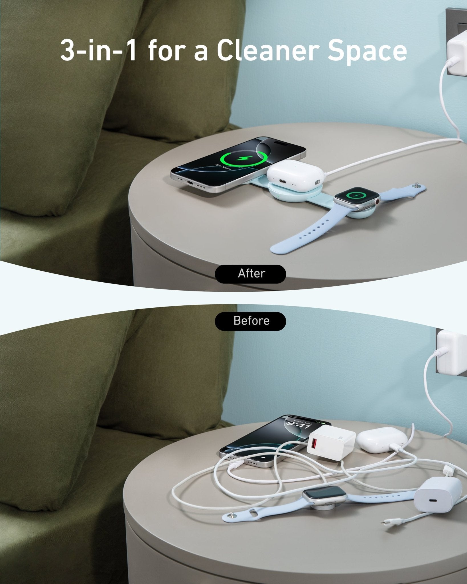 Anker MagGo Wireless Charging Station (3 - in - 1, Foldable Pad) - GISTMI