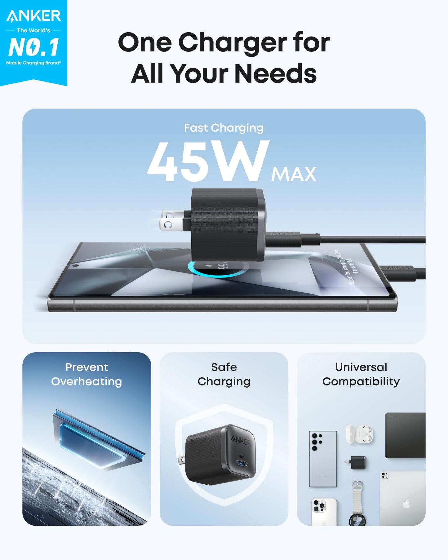 Anker Nano Charger (45W) with USB - C to USB - C Cable - GISTMI