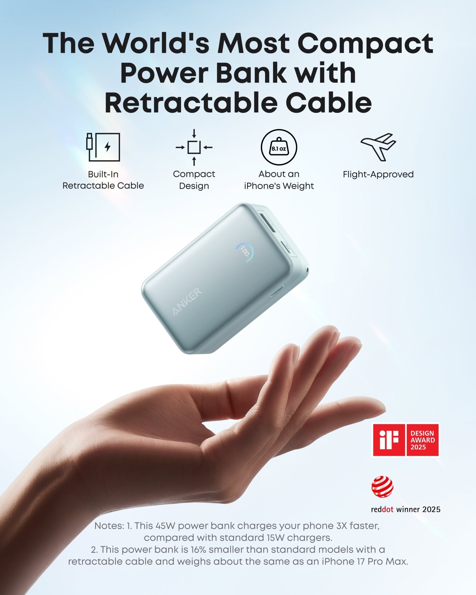 Anker Nano Power Bank (10K, 45W, Built - In Retractable USB - C Cable) - GISTMI