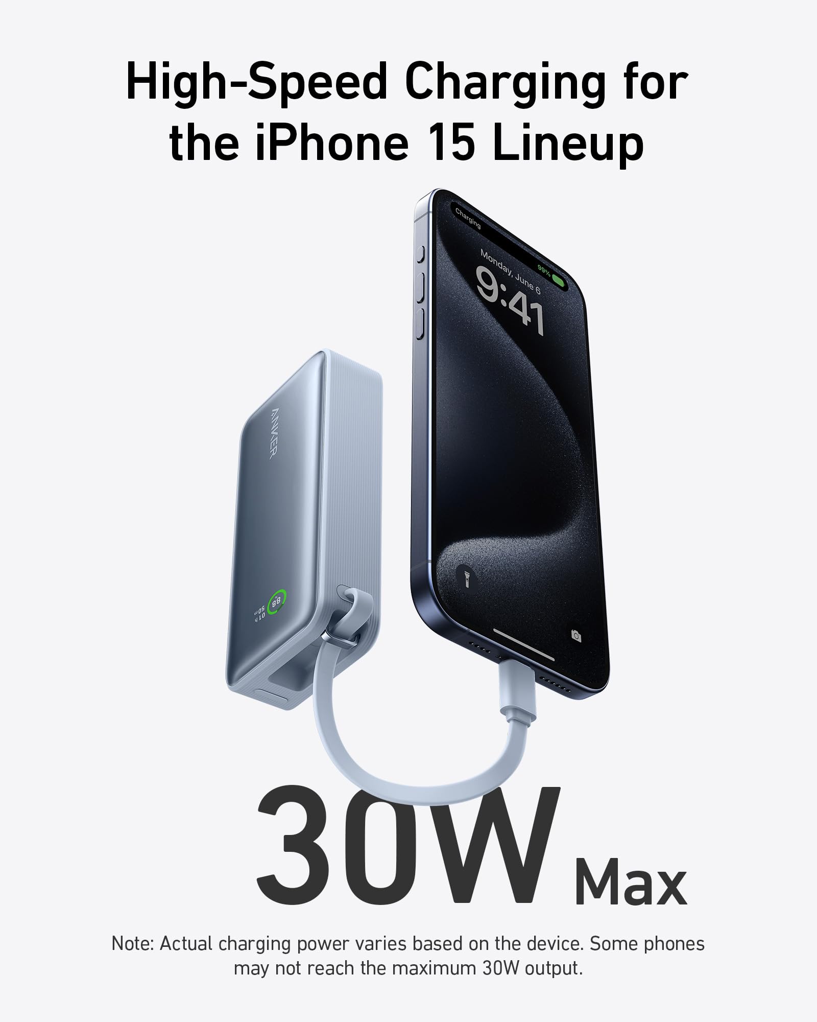 Anker Nano Power Bank (30W, Built - In USB - C Cable) - GISTMI