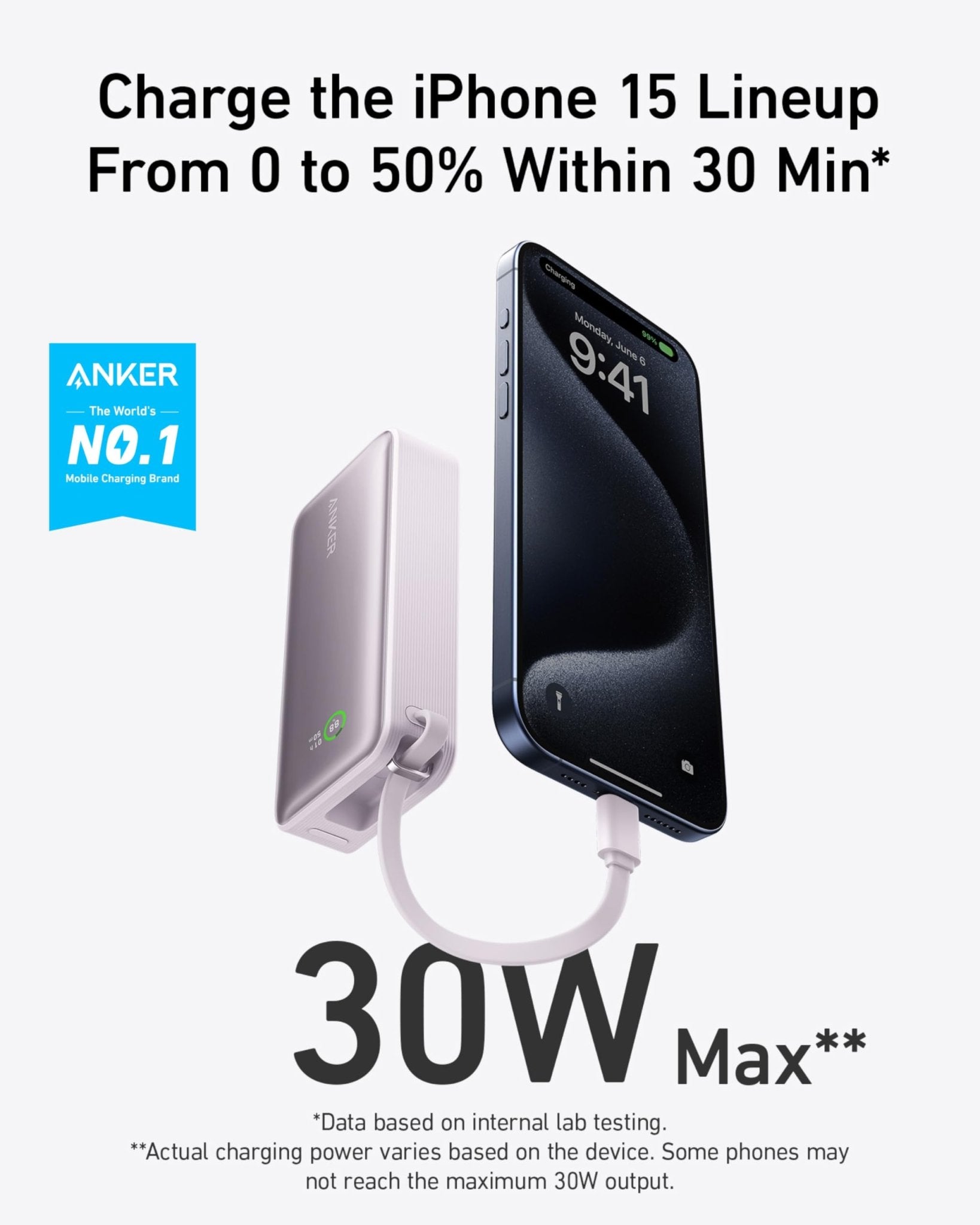 Anker Nano Power Bank (30W, Built - In USB - C Cable) - GISTMI