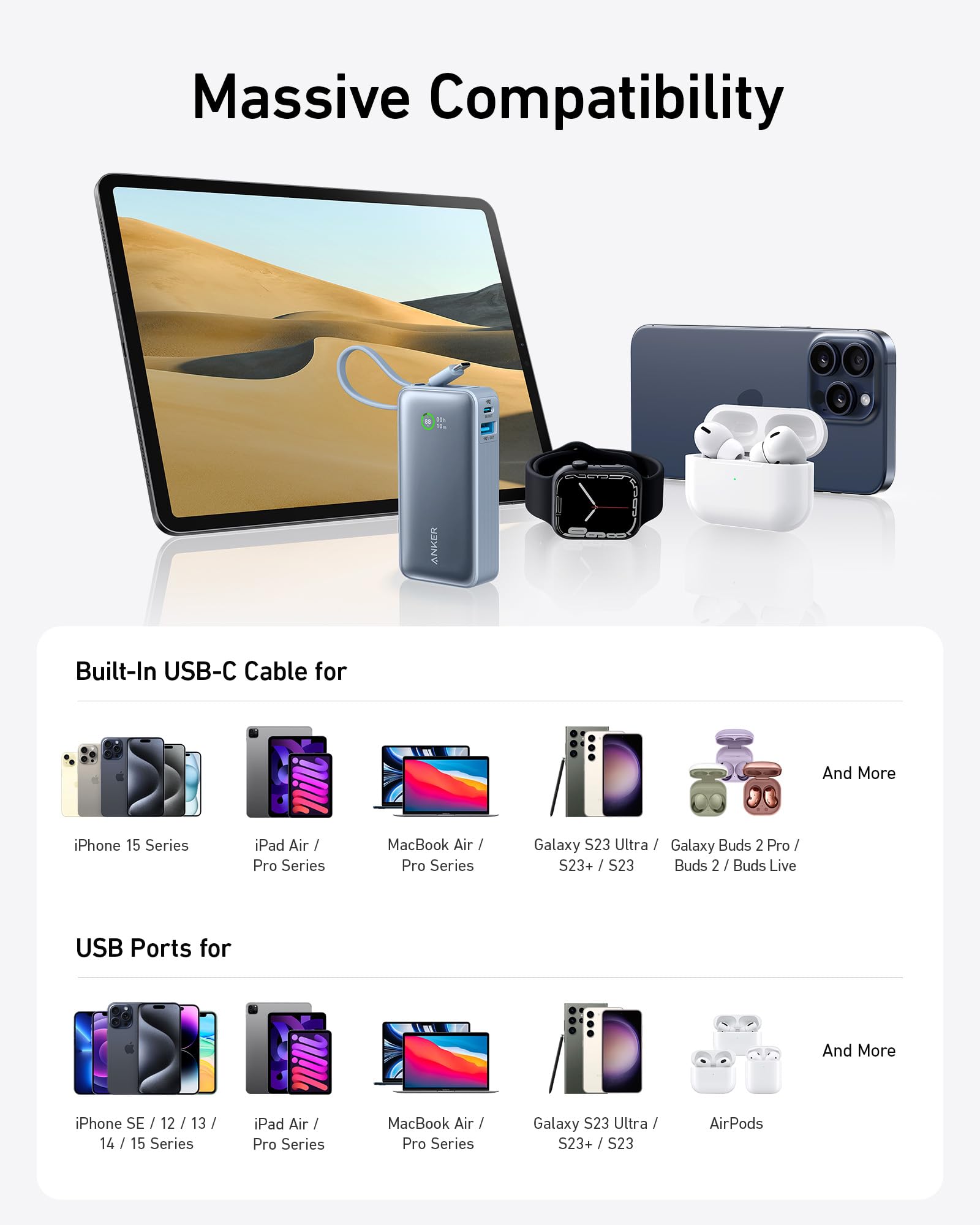 Anker Nano Power Bank (30W, Built - In USB - C Cable) - GISTMI