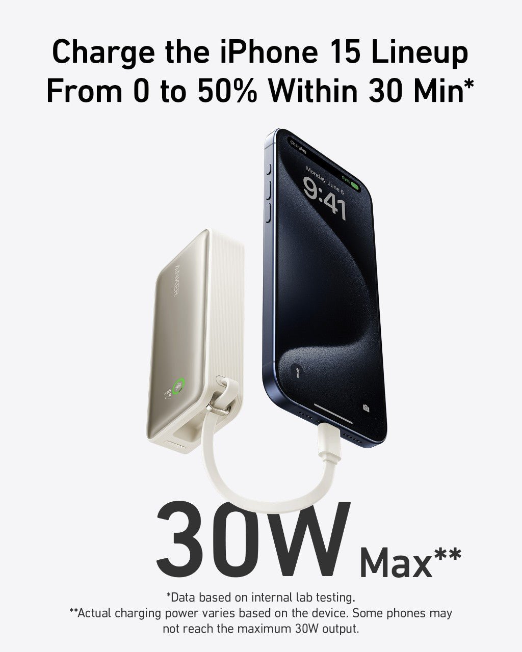 Anker Nano Power Bank (30W, Built - In USB - C Cable) - GISTMI