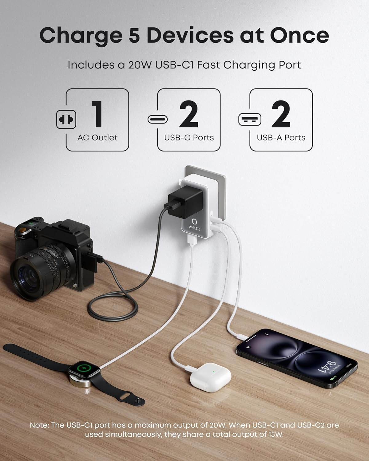 Anker Nano Travel Adapter (5 - in - 1, 20W, 1 - Pack) - GISTMI