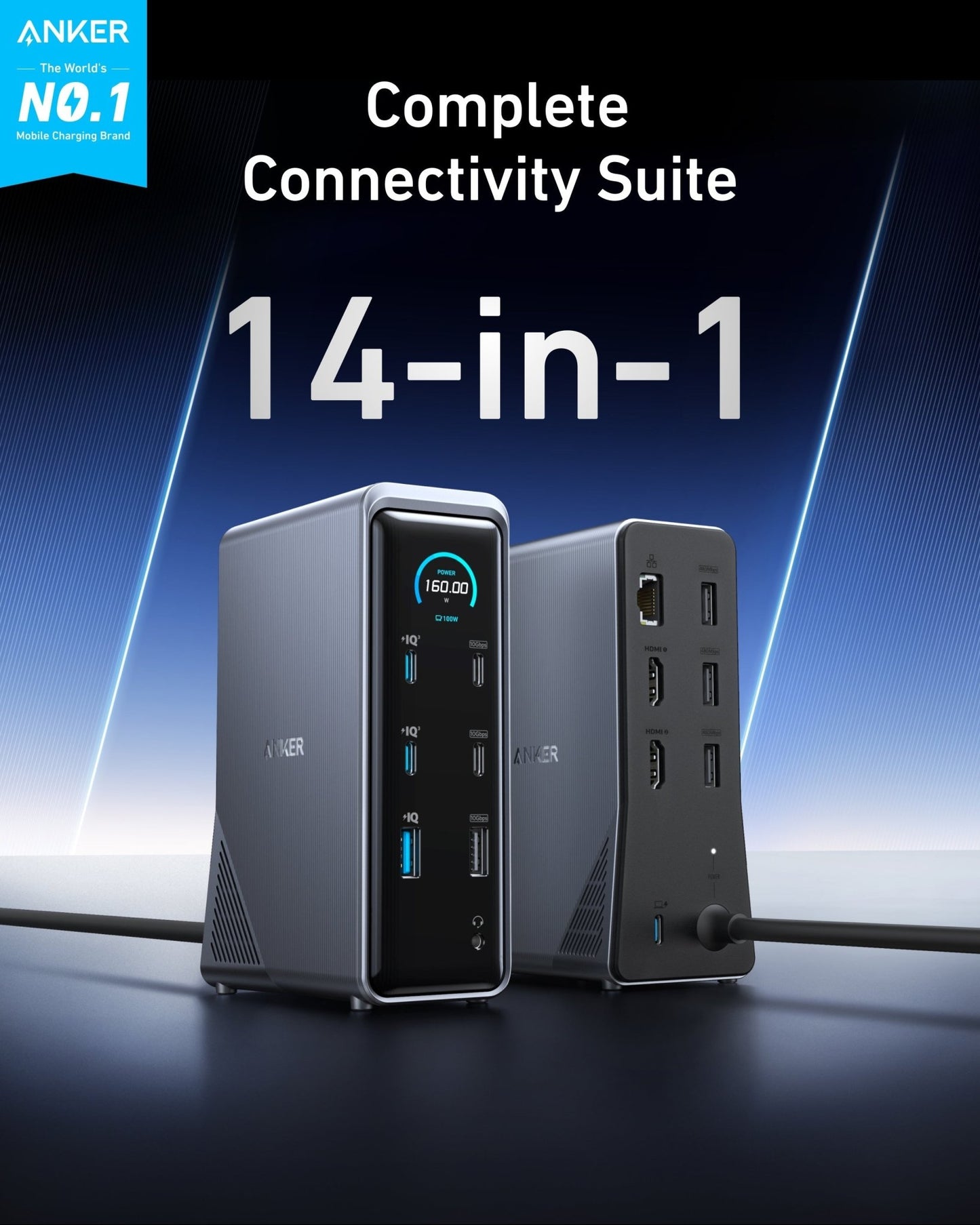 Anker Prime Charging Docking Station (14 - in - 1, Dual Display, 160W) - GISTMI