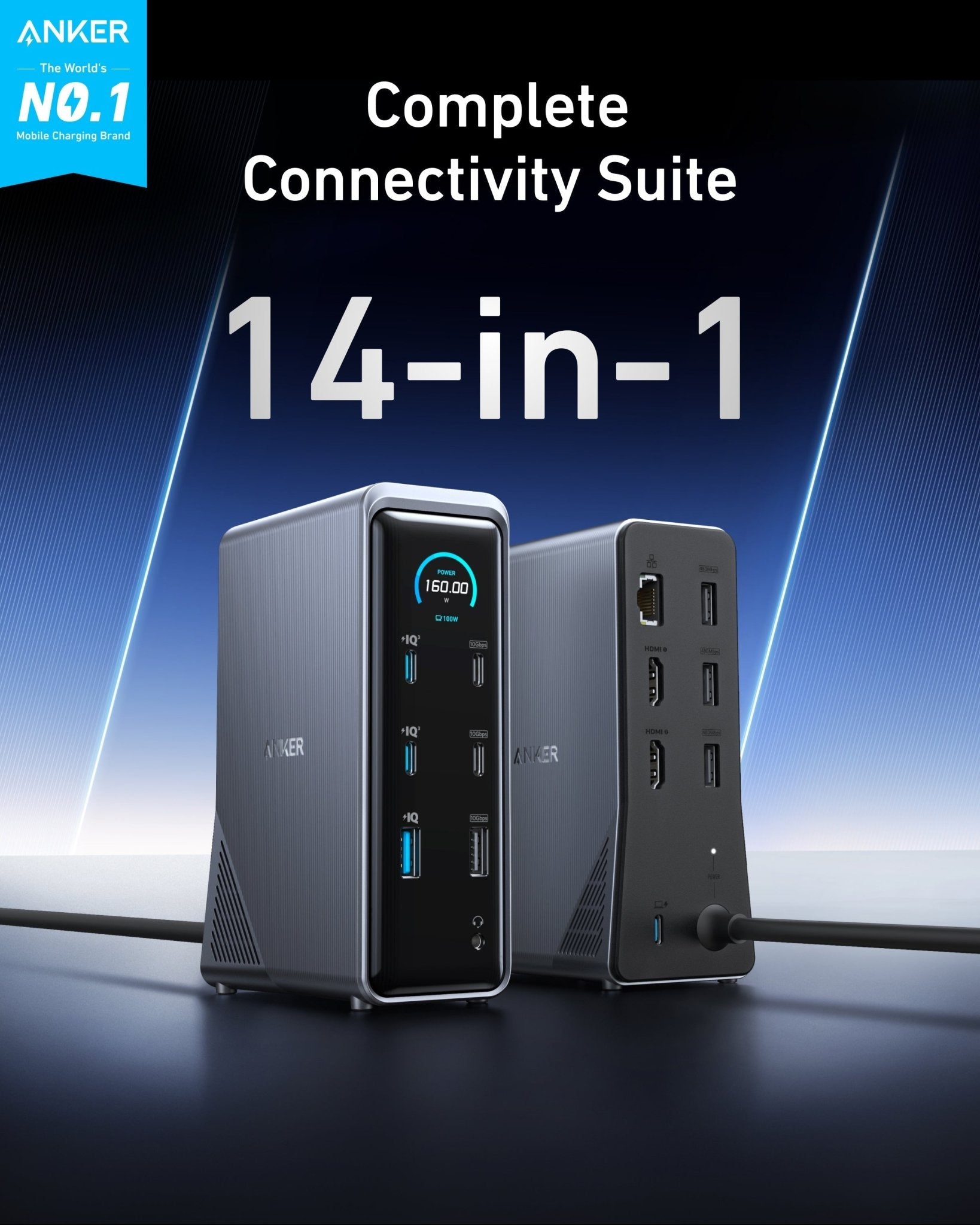 Anker Prime Charging Docking Station (14 - in - 1, Dual Display, 160W) - GISTMI