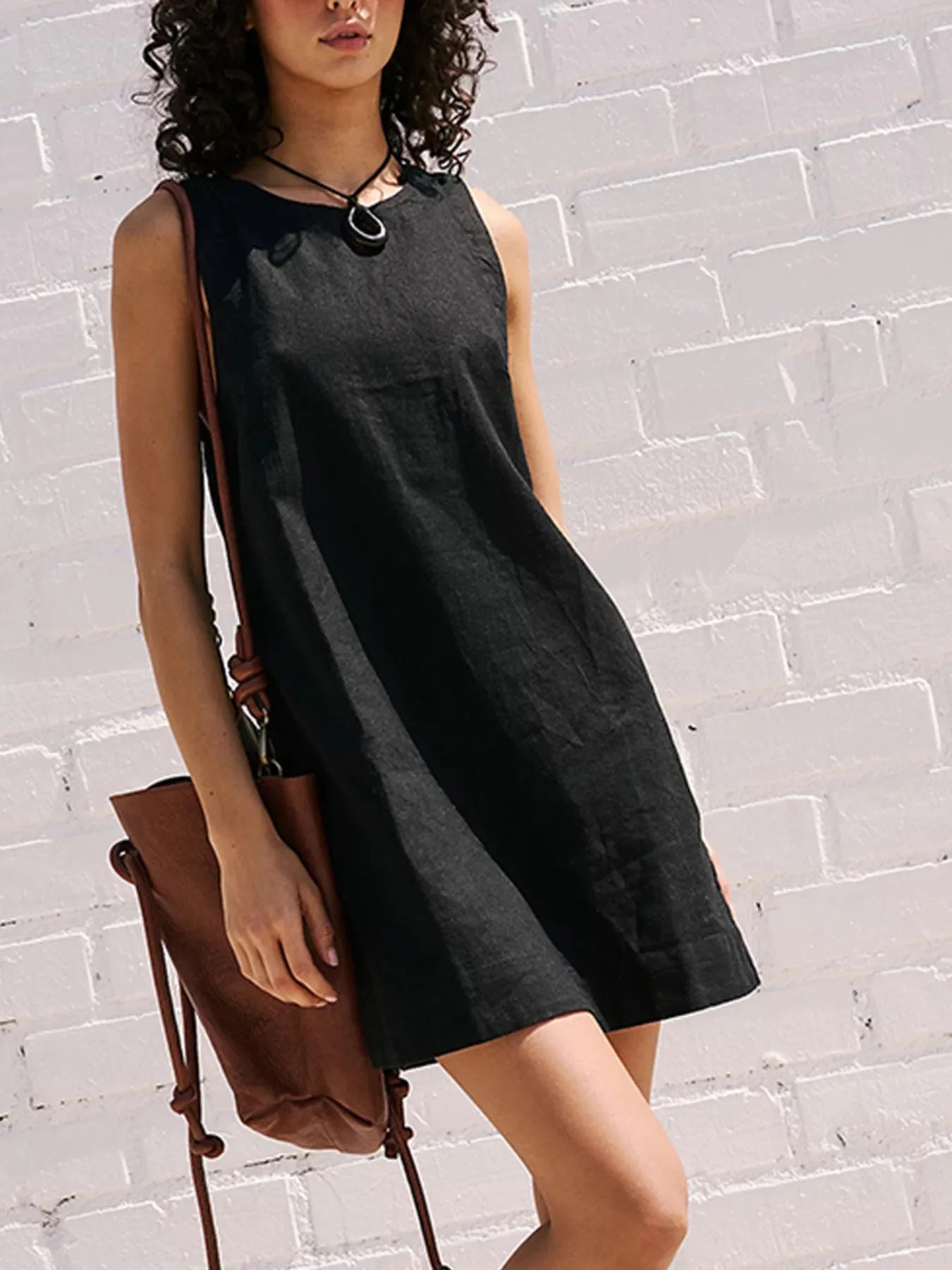 Backless Sleeveless Denim Mini Dress - GISTMI