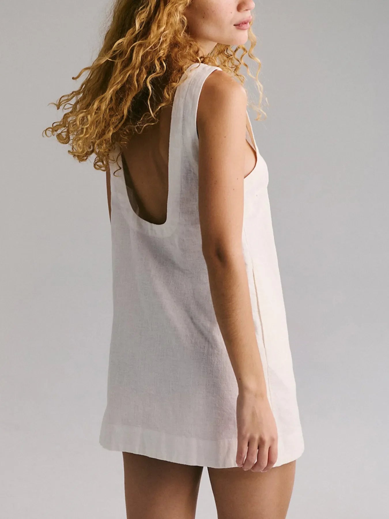 Backless Sleeveless Denim Mini Dress - GISTMI