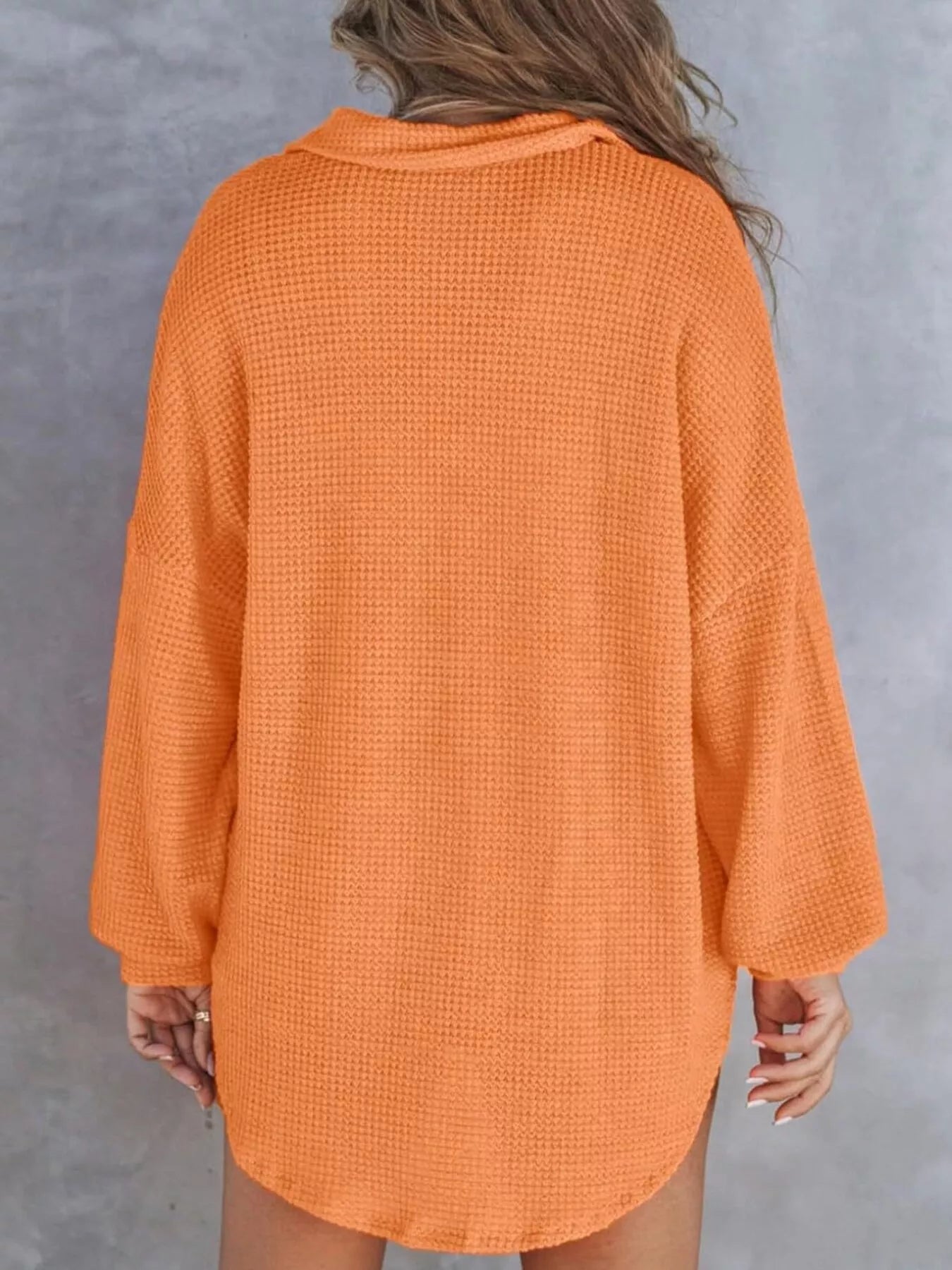 Casual Waffle Knit Button Detail Blouse - GISTMITops