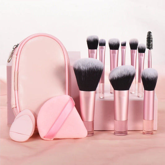 Mini Makeup Brush Set With Storage Bag – Soft Travel Brushes for Face & Eyes | Compact Portable Makeup Brush Kit