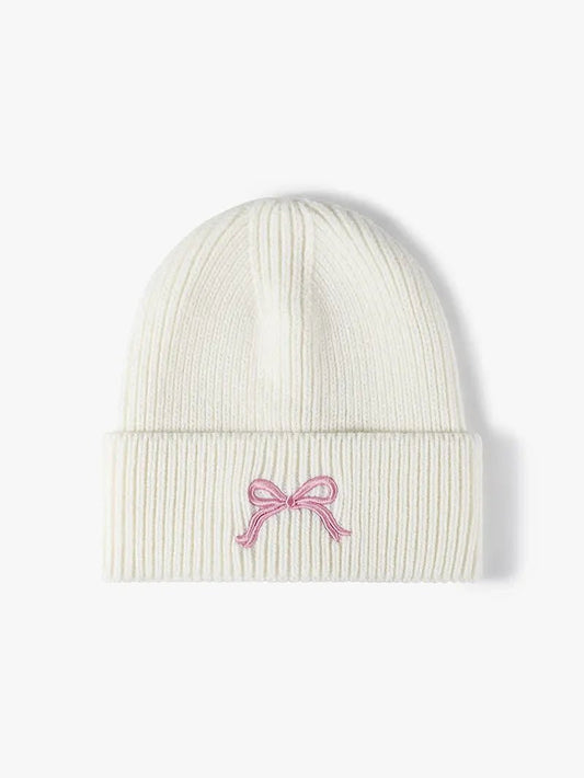 Chic & Cozy — Embroidered Bow Knit Hat - GISTMI