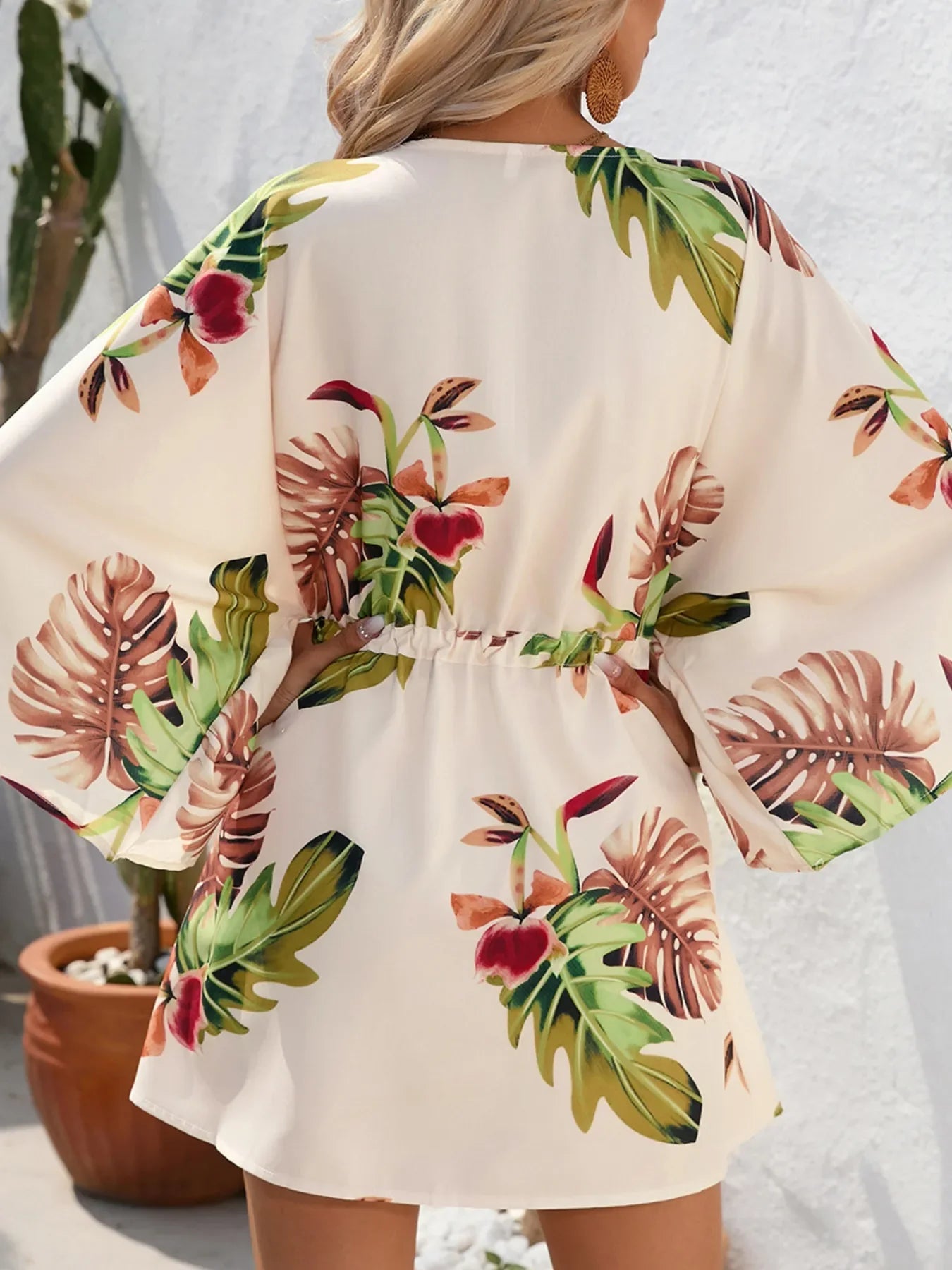 Color Block Drawstring Waist Button Up Dress - GISTMI