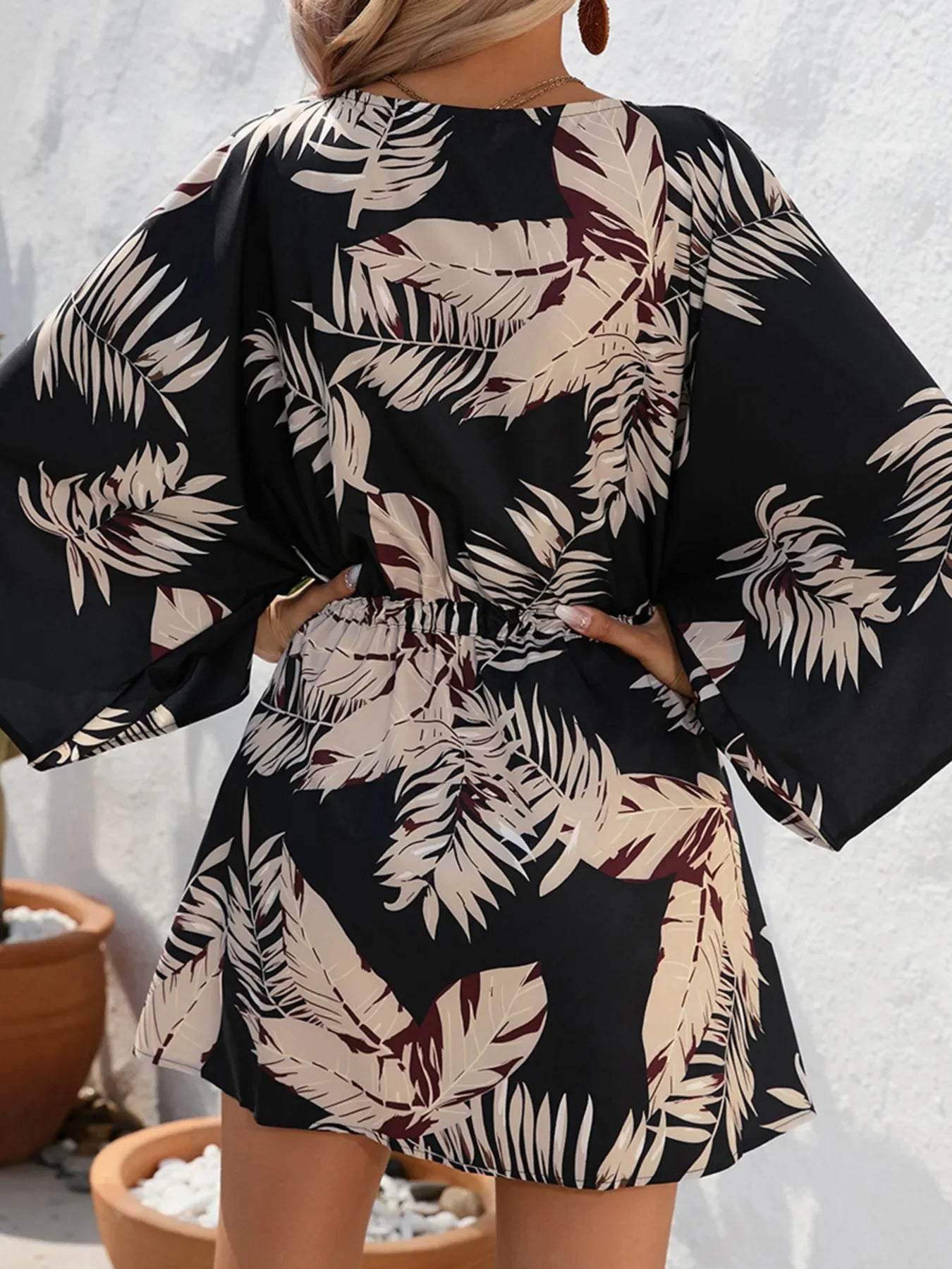 Color Block Drawstring Waist Button Up Dress - GISTMI