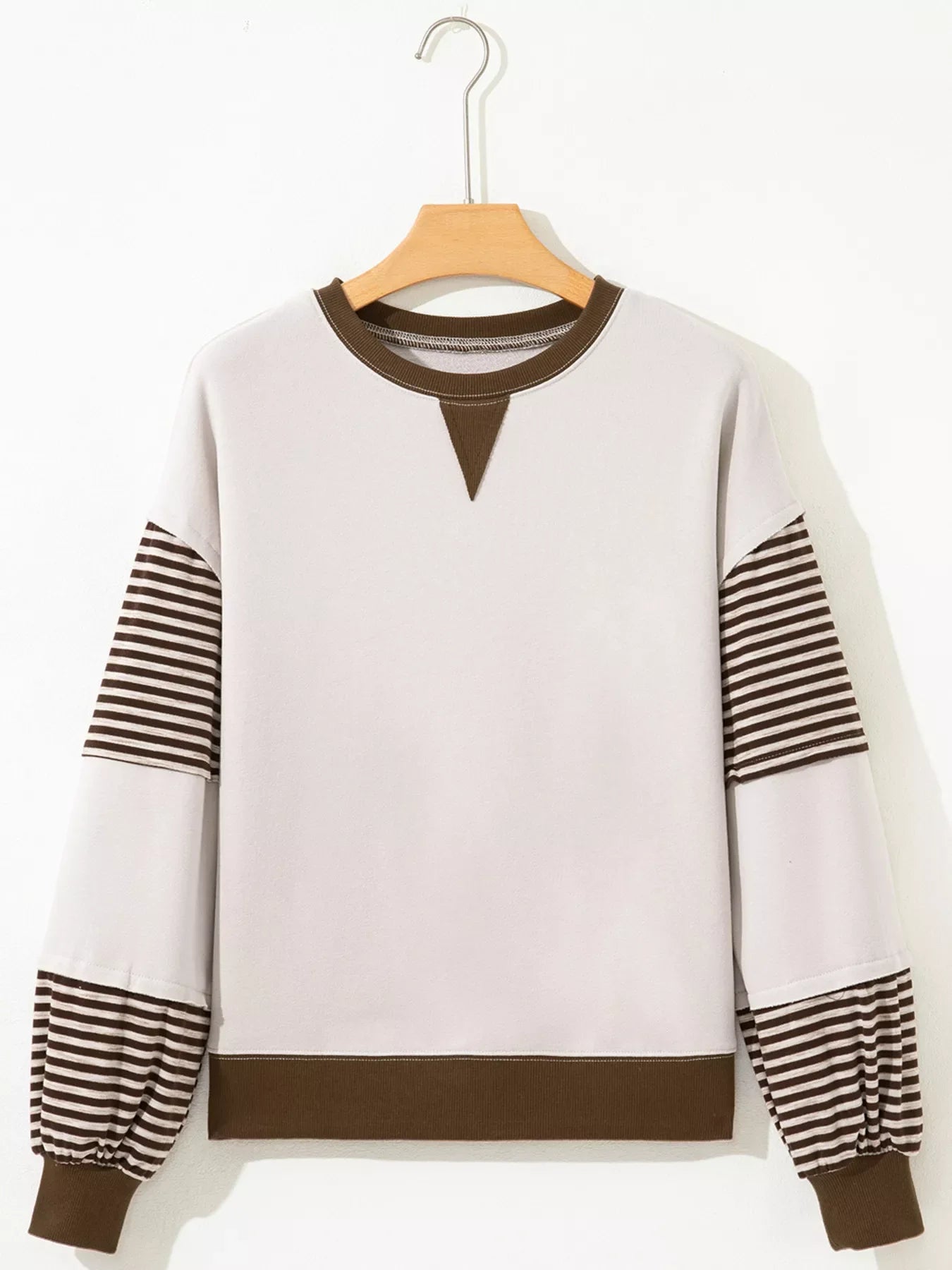 Contrast Striped Long Sleeve Sweatshirt - GISTMI