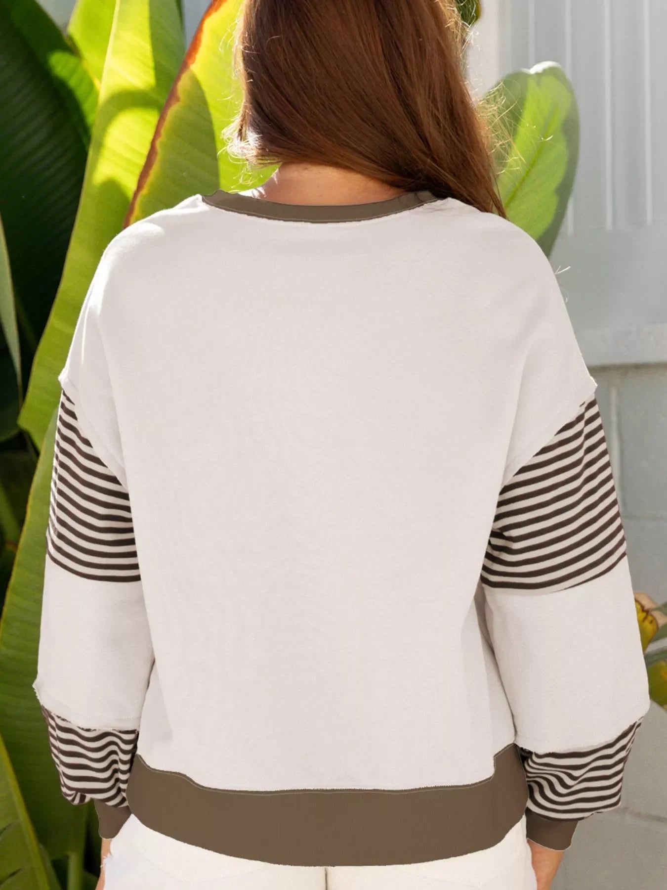 Contrast Striped Long Sleeve Sweatshirt - GISTMI