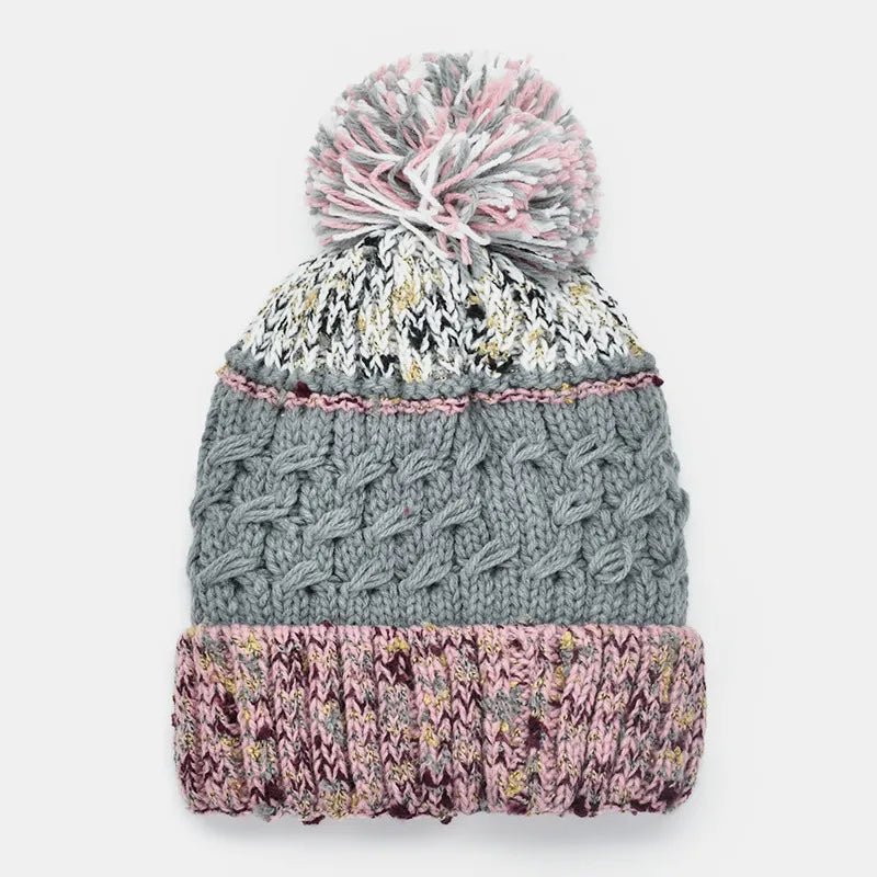 Contrast Thermal Hat with Pompom - GISTMI