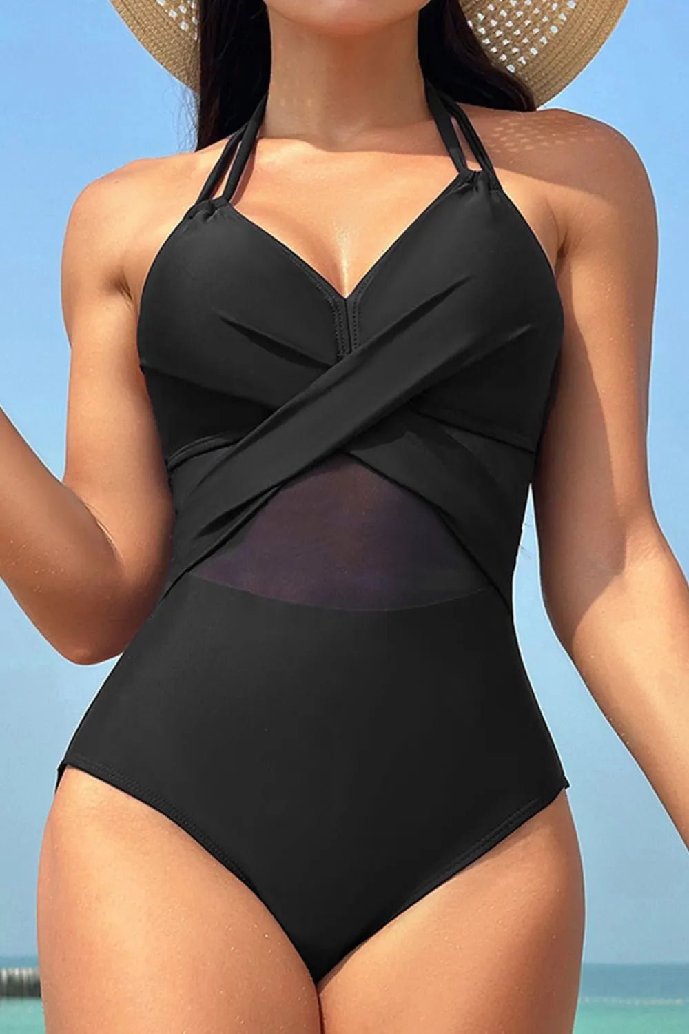 Crisscross Halter Neck One - Piece Swimwear - GISTMI