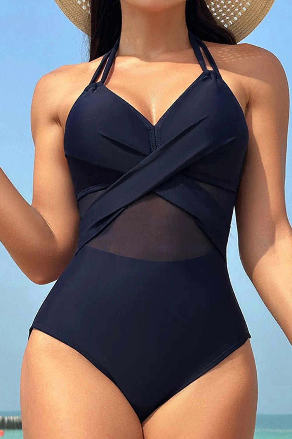 Crisscross Halter Neck One - Piece Swimwear - GISTMI