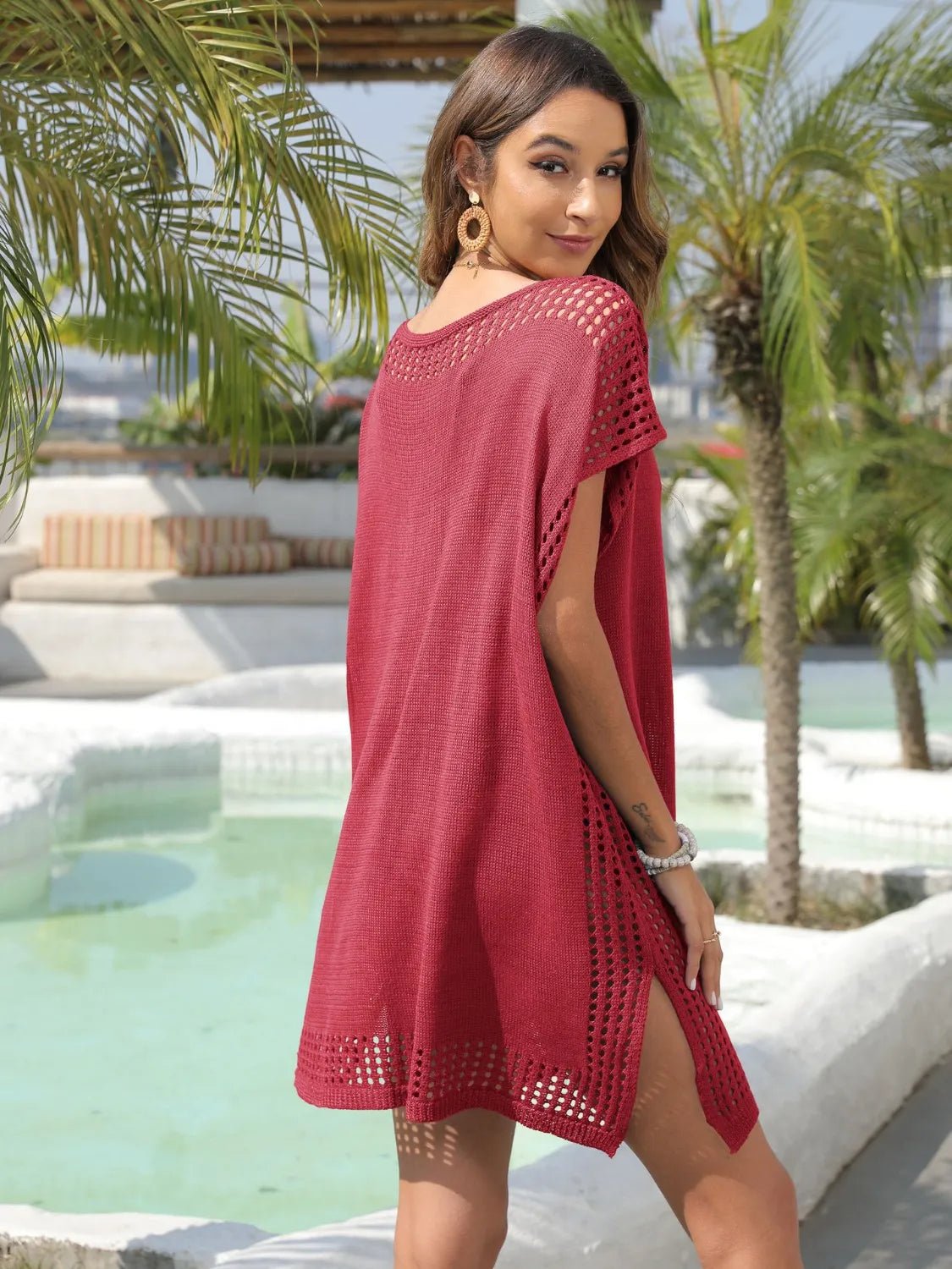 Crochet Trim Beach Cover Up Dress - GISTMI