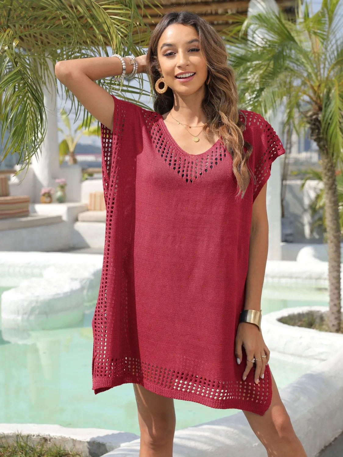 Crochet Trim Beach Cover Up Dress - GISTMI