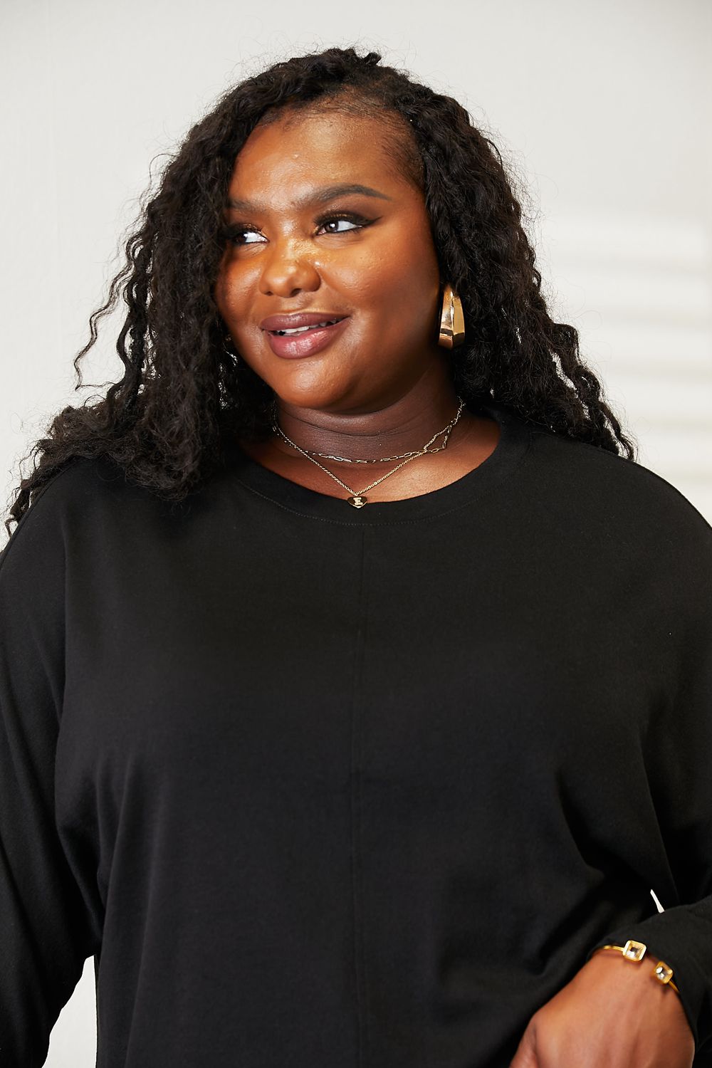 Double Take Seam Detail Round Neck Long Sleeve Top - GISTMI