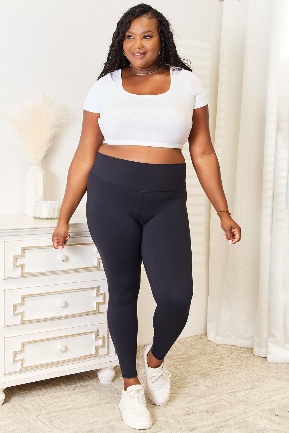 Double Take Wide Waistband Sports Leggings - GISTMI