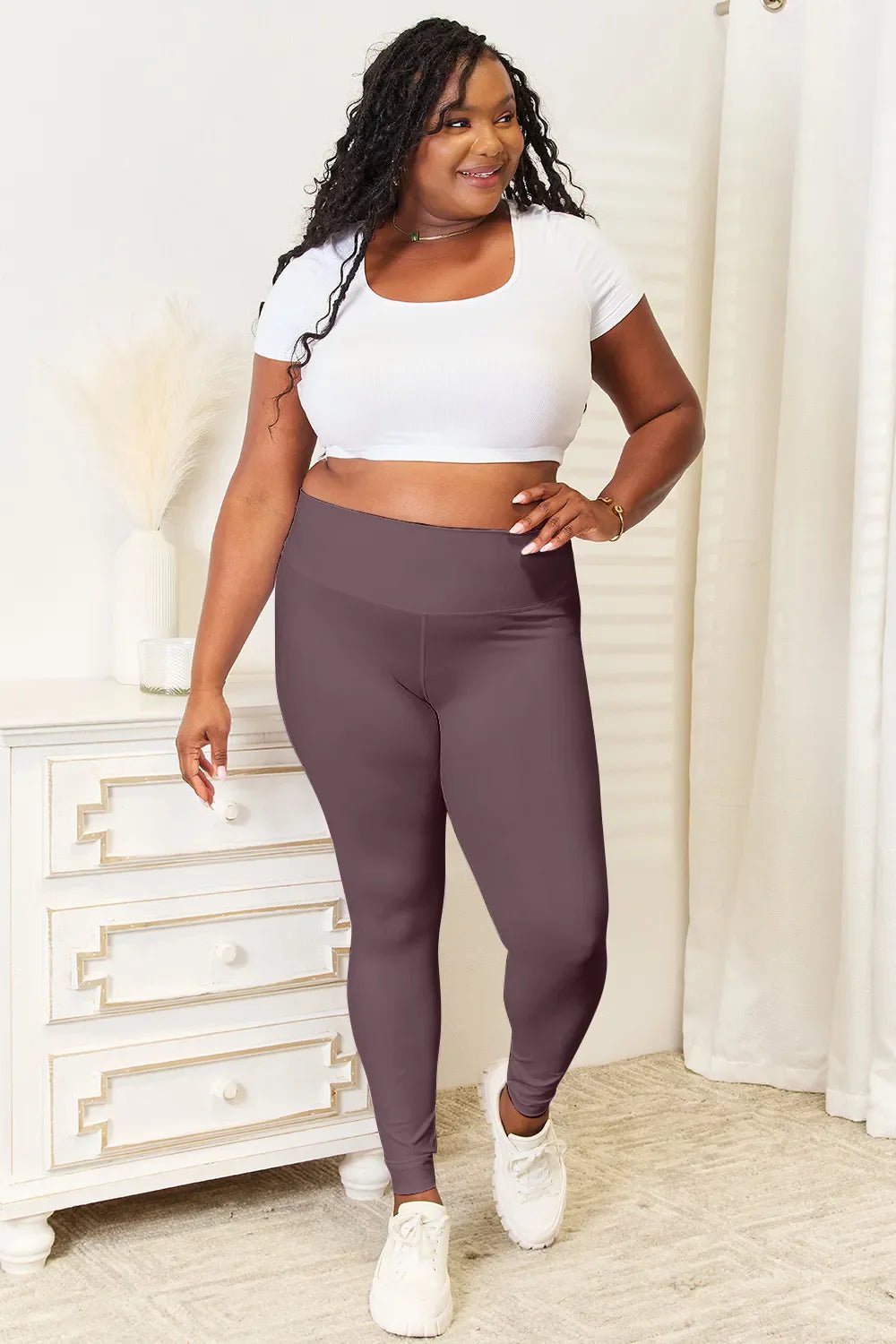 Double Take Wide Waistband Sports Leggings - GISTMI