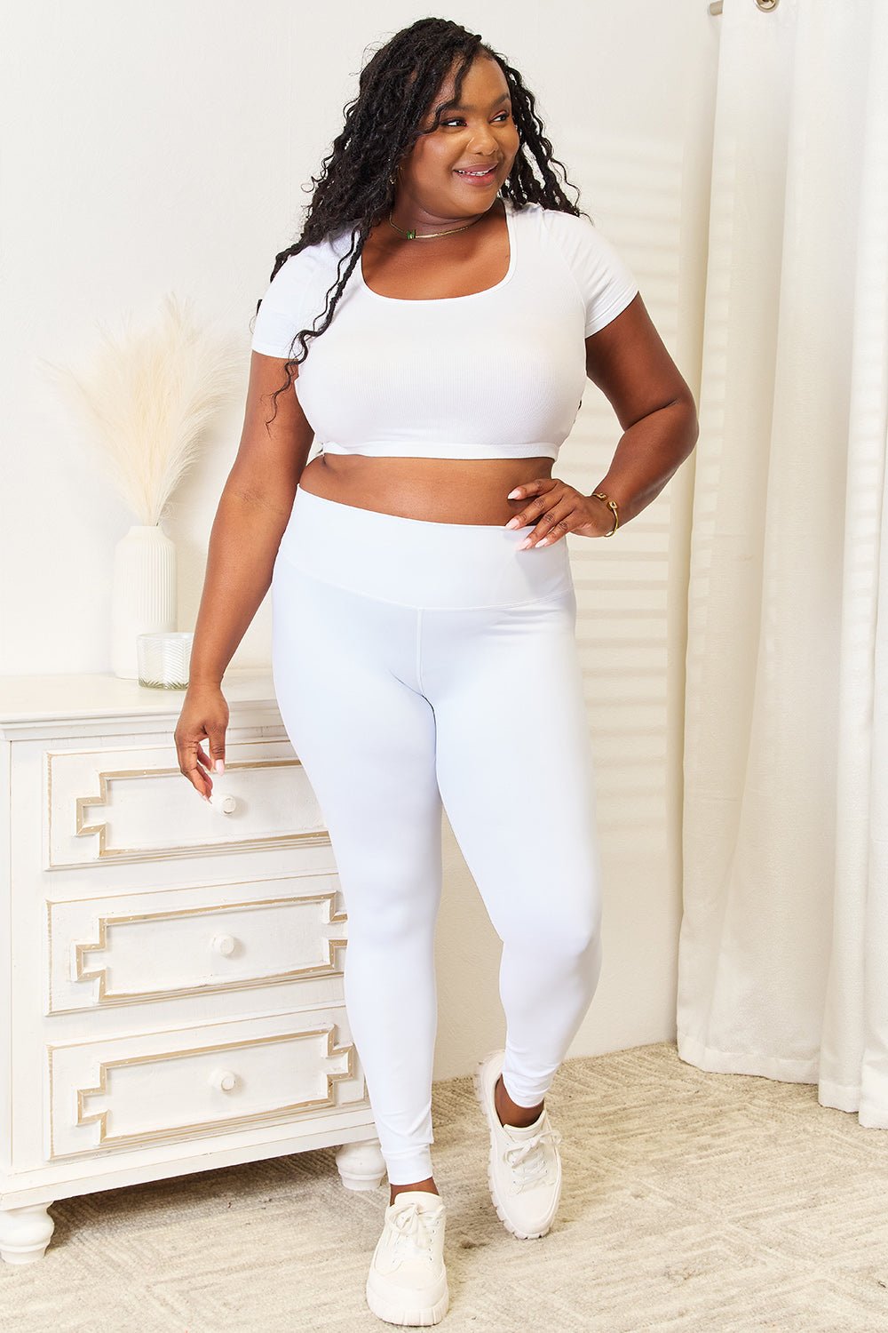 Double Take Wide Waistband Sports Leggings - GISTMI