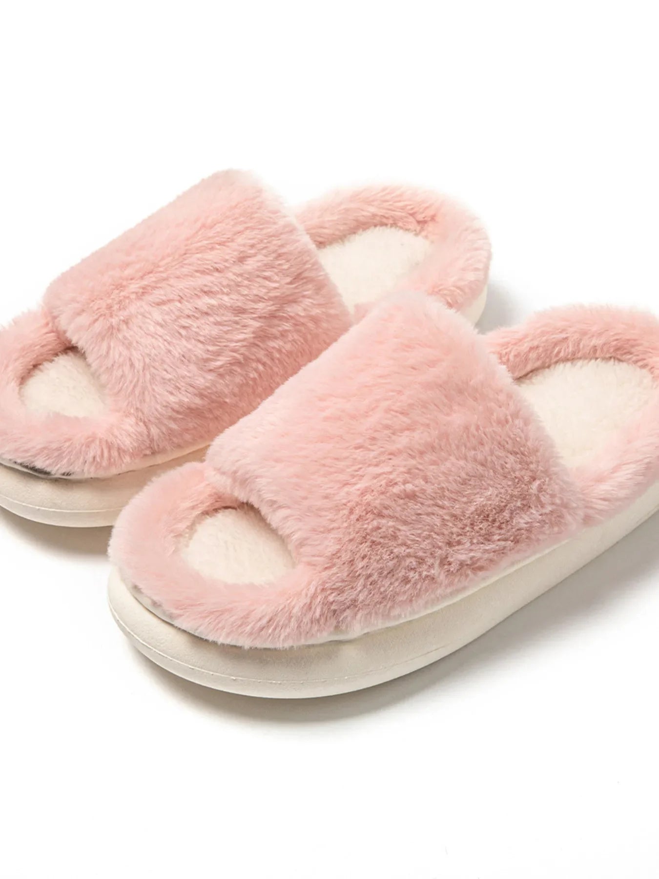 Fluffy Open Toe Comfort Slippers – Ultra - Soft Plush Indoor Slides for Home - GISTMI