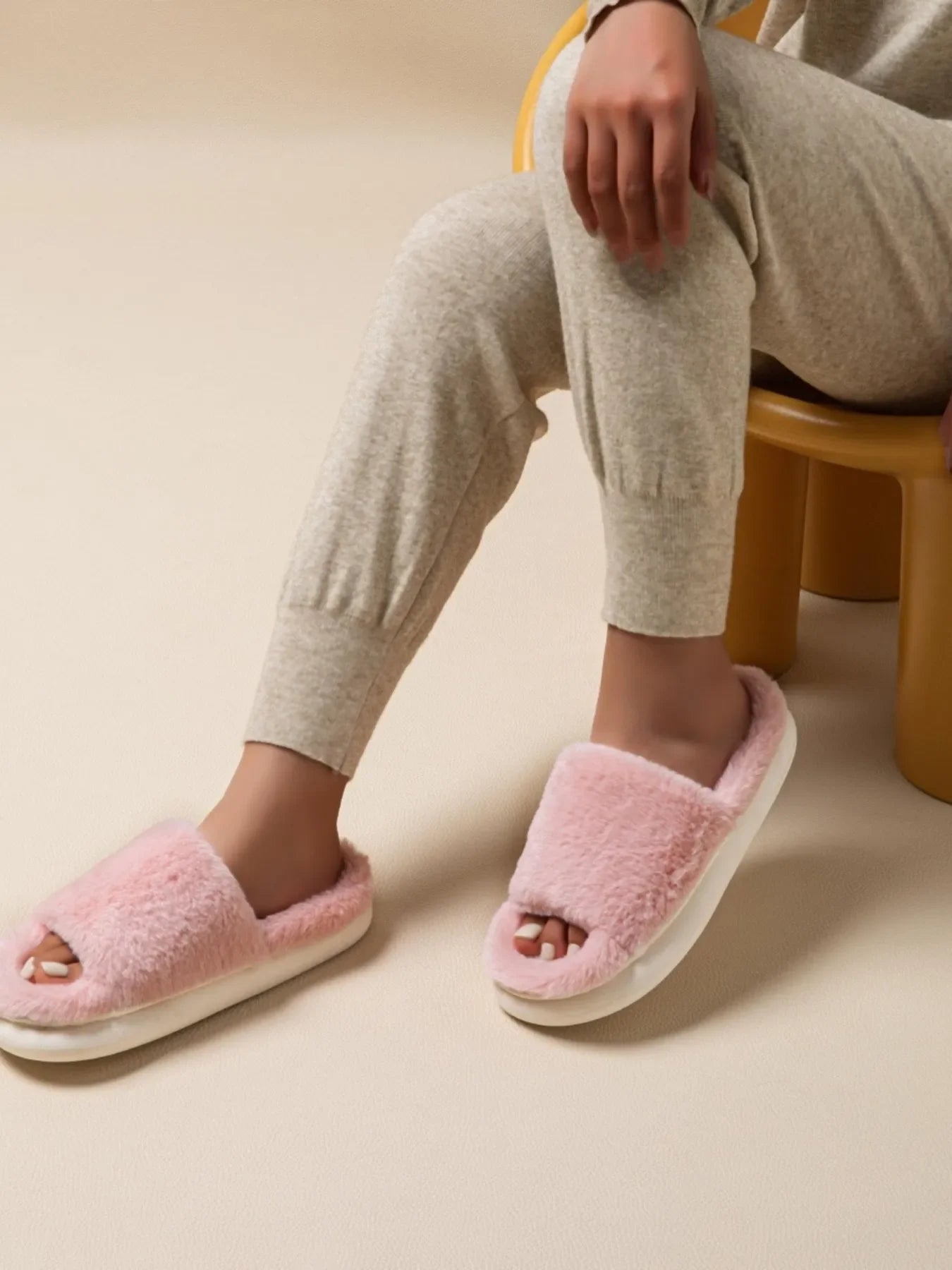 Fluffy Open Toe Comfort Slippers – Ultra - Soft Plush Indoor Slides for Home - GISTMI