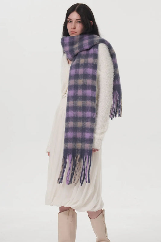 Fringe Plaid Polyester Scarf – Classic Plaid Fashion Accessory - GISTMI